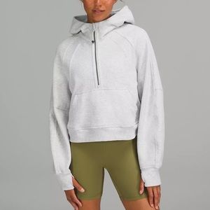 Lululemon Scuba Oversized Half-Zip Hoodie, XS/S in Heathered Light Grey